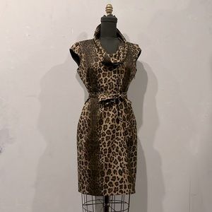 Classique entier leopard print sheath dress size 6 EUC